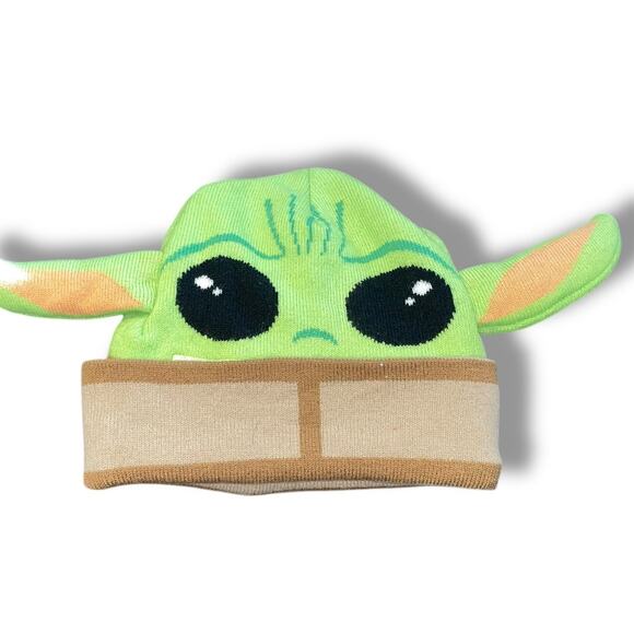 Star Wars Grogu The Child Beanie Hat Kids Youth Flip Down Baby Yoda OSFM Green - Picture 11 of 12